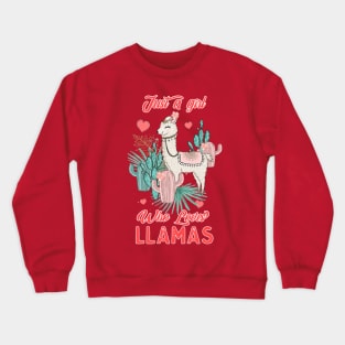 Just A Girl Who Loves Llamas, Cute Llama Boho Design T-Shirt Crewneck Sweatshirt